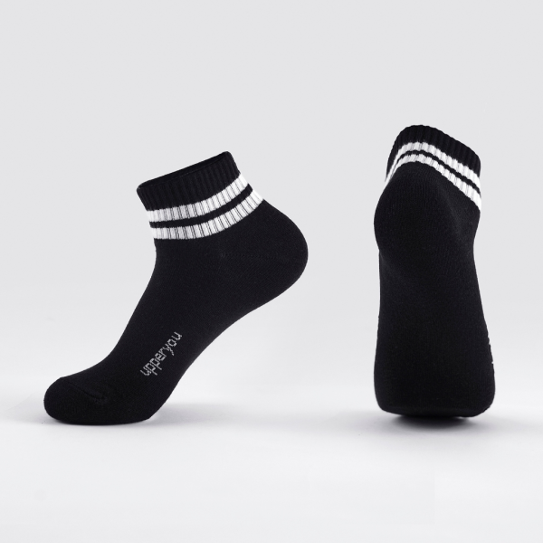 Tất Vớ Nam Nữ Cổ Ngắn UPPER YOU Cotton Tự Nhiên Kẻ Sọc Thời Trang 2 Màu Đen Trắng Dày Dặn Êm Ái Extra Soft - BSF2002 - Hình ảnh 4