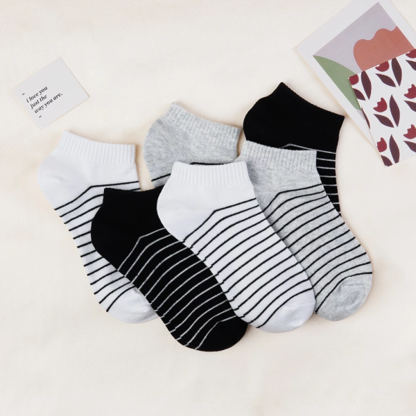 Tất Vớ Nữ Cổ Ngắn Nhiều Sọc UPPER YOU Cotton Tự Nhiên Êm Ái Dày Dặn Thoáng Khí - BSF2007 - Hình ảnh 4