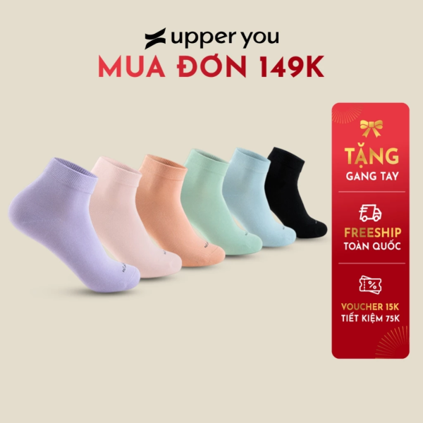 Tất Vớ Nữ Cổ Trung Cao Cấp UPPER YOU Cotton Úc Signature Không Đường May Mềm Mại Êm Ái Thoáng Khí Khử Mùi - SNF3001