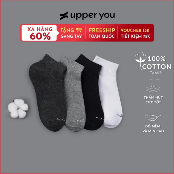Tất Vớ Nữ Cổ Ngắn UPPER YOU Cotton Tự Nhiên Êm Ái Dày Dặn Thoáng Khí Khử Mùi Extra Soft - BSF2001