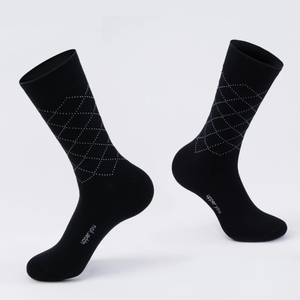 Tất Vớ Giày Tây Cổ Cao Sọc Chéo UPPER YOU 100% Cotton Tự Nhiên Dày Dặn Êm Ái Thoáng Khí Khử Mùi - BSM4001 - Hình ảnh 8