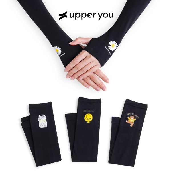 Găng Tay Chống Nắng Họa Tiết UPPER YOU Xỏ Ngón Chất Liệu Thun Lạnh Co Giãn 4 Chiều - OTX02