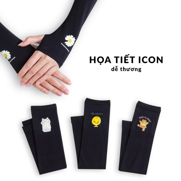 Găng Tay Chống Nắng Họa Tiết UPPER YOU Xỏ Ngón Chất Liệu Thun Lạnh Co Giãn 4 Chiều - OTX02 - Hình ảnh 3