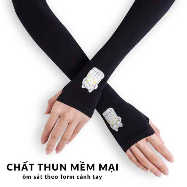 Găng Tay Chống Nắng Họa Tiết UPPER YOU Xỏ Ngón Chất Liệu Thun Lạnh Co Giãn 4 Chiều - OTX02 - Hình ảnh 2